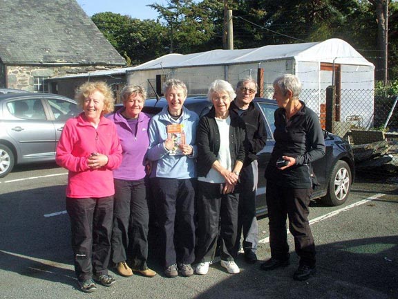 4.Cwm Nantcol
19/9/13. In the car park of the Victoria pub in Llanbedr after celebrating the end of the walk. Photo: Dafydd Williams.
Keywords: Sept13 Thursday Dafydd Williams