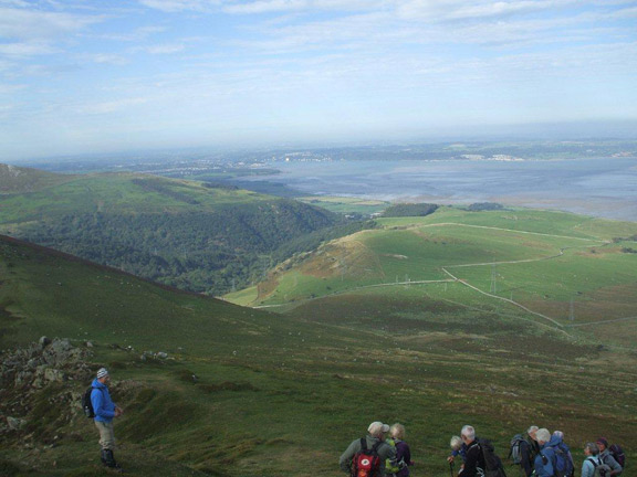3.Foel Ganol Ridge & Drum
29/9/13. From the side of the Foel Ganol ridge, looking over towards the Menai Straits and Anglesey. Photo: Dafydd Williams.
Keywords: Sept13 Sunday Pam Foster Diane Doughty
