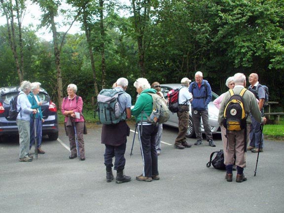 1.Llanelltyd/New Precipice
5/9/13. Cymmer Abbey car park, Llanelltyd. The start of it all. Photo: Dafydd Williams.
Keywords: Sept13 Thursday Alan Edwards Beryl Davies