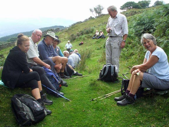 2.Llanelltyd/New Precipice
5/9/13. Lunch after a quite steep ascent for the C walkers! Good seating available. Photo: Dafydd Williams.
Keywords: Sept13 Thursday Alan Edwards Beryl Davies