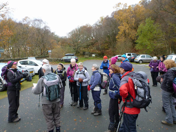 1.Foothills of Moel Siabod
24/11/13. The Pont Cyfyng lay-by with the briefing well underway.
Keywords: Nov13 Sunday Judith Thomas