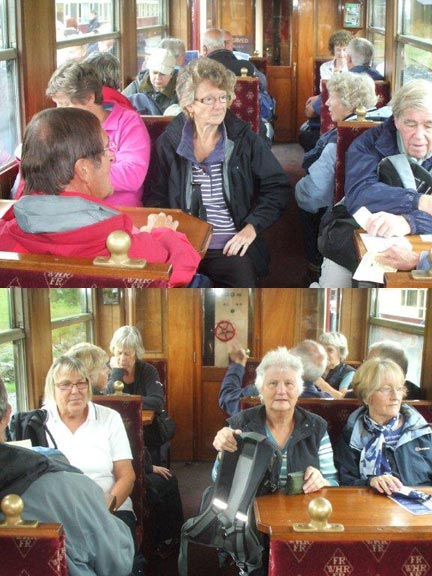 2.Beddgelert-Nantmor 
3/10/13. Members saving energy for the walk ahead. Pity no buffet service. Photo: Dafydd Williams
Keywords: Oct13 Thursday Arwel Davies