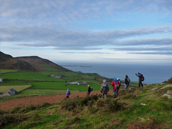 1.Pystyll & Moel Gwynus 
8/12/13. Descending Moel Ty-gwyn after a strenuous climb up from the car park.
Keywords: Dec13 Sunday Catrin Williams