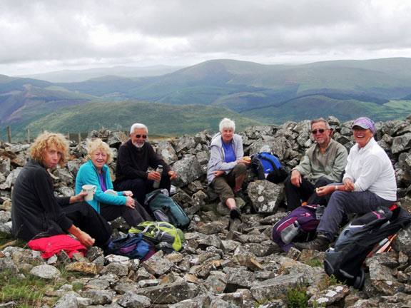 4.Craig y Llyn a Braich Ddu. A walk.
18/08/13.  Finally lunch at Craig-y-Llyn. Photo: Roy Milner.
Keywords: Aug13 Sunday Noel Davey