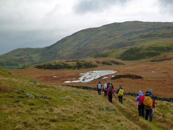 2. Harlech to Llandecwyn - Ardudwy Way
9/11/14. 5 miles into the walk. Weather very showery with sunny intervals. We  have just passed Llyn y Fedw.
Keywords: Nov14 Sunday Dafydd Williams