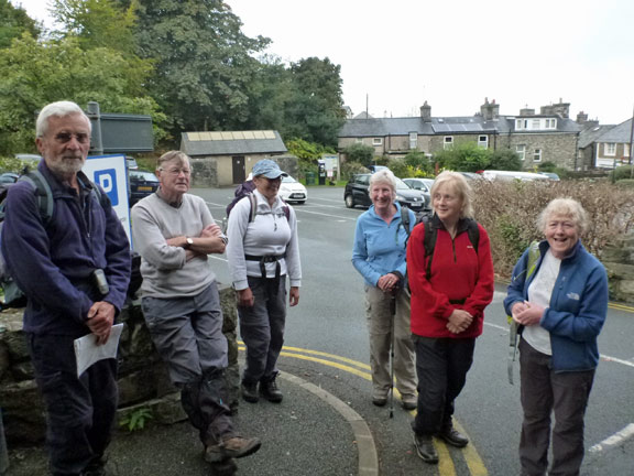1.Tal y Bont to Harlech Taith Ardudwy Way
28/9/14. Outside the Harlech car park waiting for the bus. 
Keywords: Sept14 Sunday Dafydd Williams