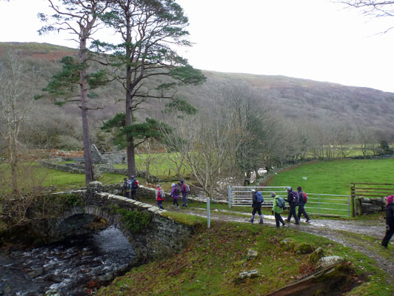 2.Carreg Fawr - Cwm Buchan
7/12/14. Crossing Afon Artro at Pont Crafnant.
Keywords: Dec14 Sunday Tecwyn Williams