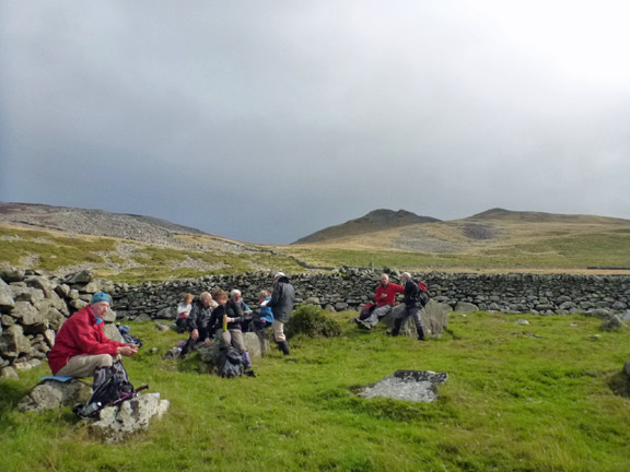 2.Clynnog Hills
17/8/14. Tea break near Bron-heulog. Gyrn-Ddu our next stop, in the background.
Keywords: Aug14 Sunday Catrin Williams