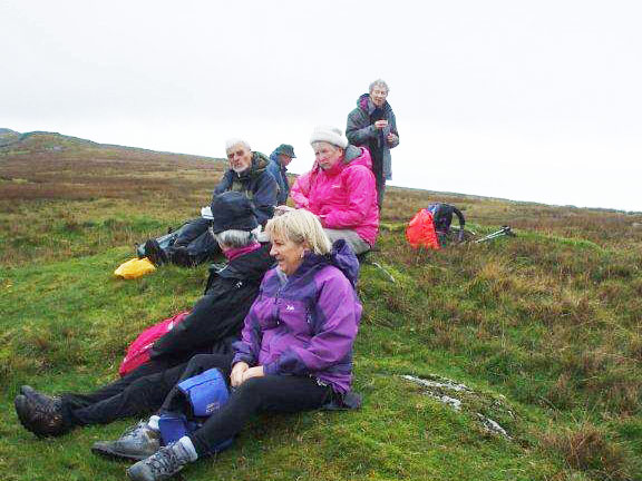 2.Circumnavigating base of Moelfre
30/10/14. A welcome tea break. Photo: Dafydd Williams.
Keywords: Oct14 Thursday Cath Marsden