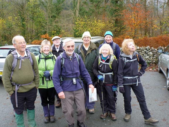 1.Volcano Trail - Coed-y-Brenin
23/11/14. A lovely day and we ready for off from the car park at Ganllwyd. 
Keywords: Nov14 Sunday Noel Davey