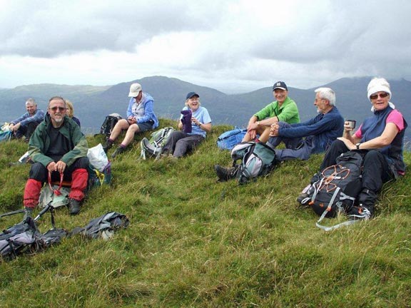 2.Cnicht (plus Moelwynion)
16/8/15. Tea/coffee break on our way up. Photo: Dafydd Williams.
Keywords: Aug15 Sunday Roy Milnes