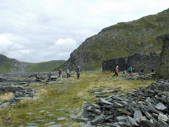 3.Cnicht (plus Moelwynion)
16/8/15. Arriving at the disused Rhosydd Quarry. Time for lunch. Photo: Dafydd Williams.
Keywords: Aug15 Sunday Roy Milnes