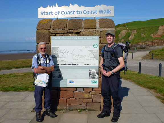 1.Coast to Coast
9/6/15. The before picture, taken at the start of Wainwright's Coast to Coast Walk on the beach front at St Bees, Cumbria.  Just 190 miles to go.
Keywords: Jun15 Holiday Hugh Evans