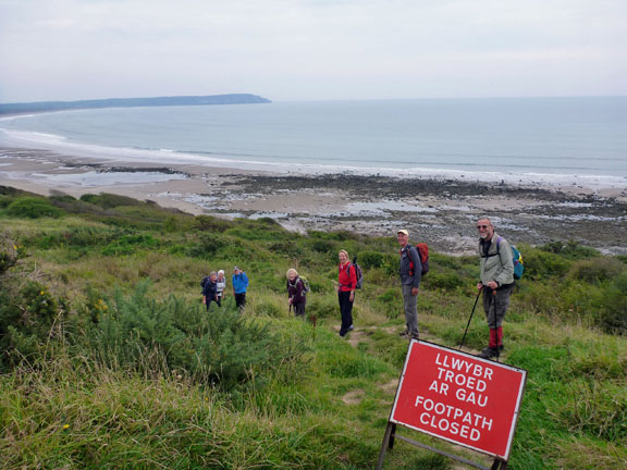 5.Coastal path. Aberdaron to Hell's Mouth
11/10/15. We are making our way down to the Hell's Mouth beach, having complete faith in our leader. 
Keywords: Oct15 Sunday Roy Milnes