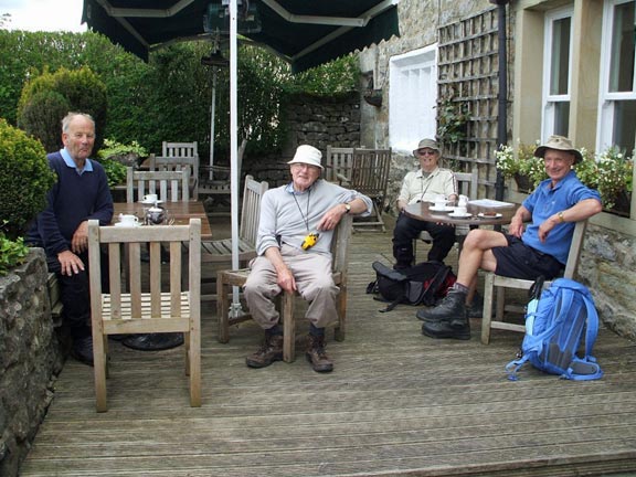 1.Dales High Way
June 15.Knackered at the Angel Inn, Hetton. We are a mile or so short of our B&B and it was a hot day. We sacrificed the beer and enjoyed tea/coffee, the  B&B was also a pub and we made up for the loss later. Caption & Photo: Dafydd Williams.
Keywords: Jun15 Holiday Dafydd Williams