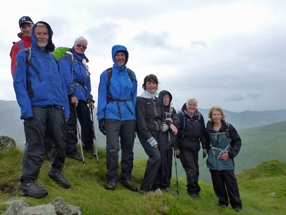 3.Gallt y Wenallt - Y Lliwedd
5/7/15. The forecast rain and wind on Gallt y Wenallt. Llyn Gwynant behind us, below.
Keywords: Jul15 Sunday Noel Davey