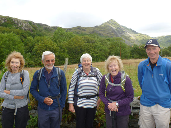 1.Moelwynion
19/7/15. At Croesor just out of the carpark with the Cnicht in the background.
Keywords: Jul15 Sunday Hugh Evans