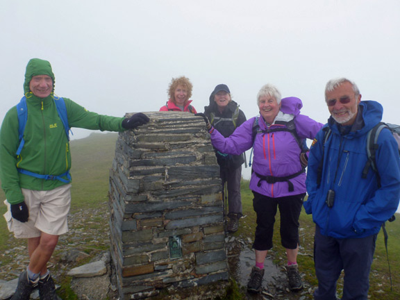 5.Moelwynion
19/7/15. Success. The top of Moelwyn Mawr. No views unfortunately.
Keywords: Jul15 Sunday Hugh Evans