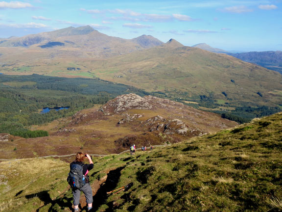 5.Beddgelert Three Peaks
27/9/15. On our way down from Moel Lefn with Snowdon and Yr Aran in the background. Photo: Roy Milnes.
Keywords: Sep15 Sunday Hugh Evans