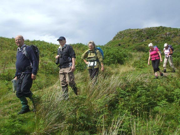 5.Tremadog – Cwm Ystradllyn circ
2/8/15. On our way down. Near Cwm Bach. Photo: Dafydd Williams 
Keywords: Aug15 Sunday Ian Spencer