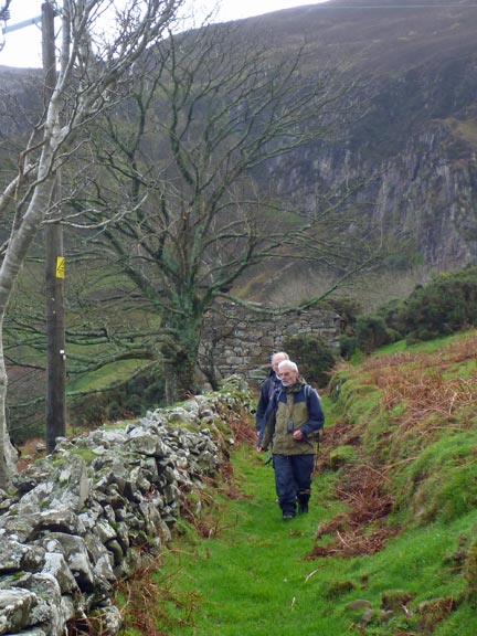 5.Yr Eifl 3 Peaks
6/12/15. This must be a very old well made path. We shortly turn uphill to the Bwlch. Moel-Pen-llechog in the background.
Keywords: Dec15 Sunday Catrin Williams