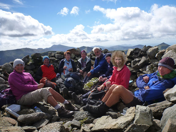 6.Ogwen Valley
11/9/16.   Lunch and shelter in a cairn just below the summit. Wind speeds were around 50mph, so it paid to keep ones head down.
Keywords: Sep16 Sunday Noel Davey