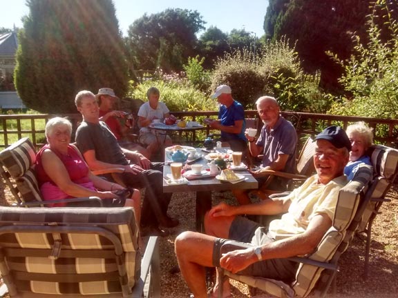 7.Carnedd Gwenllian via Drum
17/7/16.  Refreshments at the cafe at Abergwyngregyn. An excellent end to a brilliant day.
Keywords: Jul16 Sunday Roy Milnes