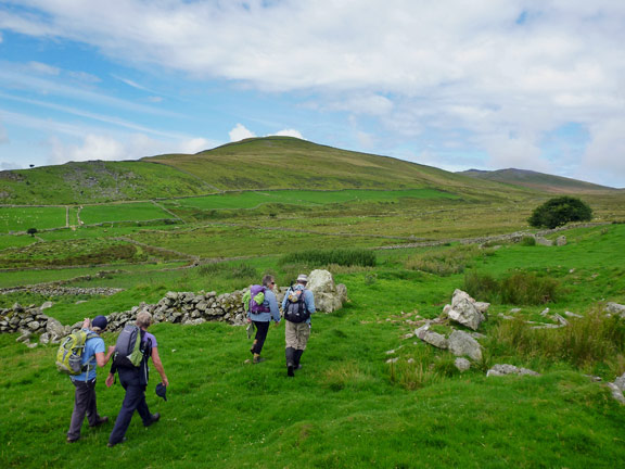 1.Llangybi Circular
31/7/16.  Making our way up Pen-y-Baer which is to our right.
Keywords: Jul16 Sunday Kath Mair