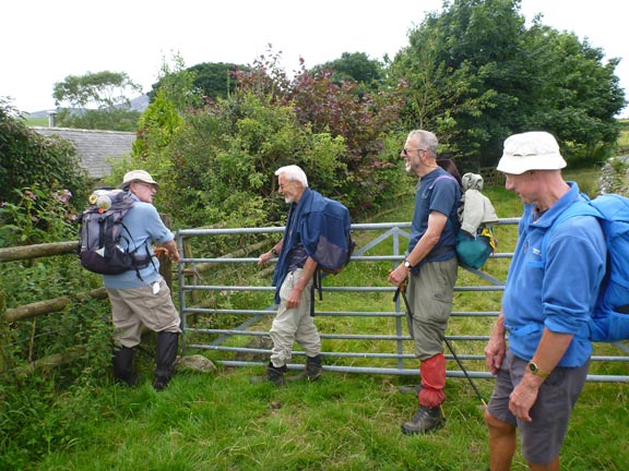 3.Llangybi Circular
31/7/16. Passing the farm Cae'r-Wrach. dafydd makes sure that the gate is properly closed.
Keywords: Jul16 Sunday Kath Mair