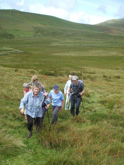 4.Llangybi Circular
31/7/16.  The ascent to Pen-y-Baer. Photo: Dafydd Williams.
Keywords: Jul16 Sunday Kath Mair