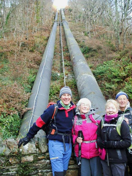 8.Maentwrog-Llyn Trawsfynydd
4/12/16. Close to the end. A quick pose in front of the water pipes which feed the Maentwrog Hydro-Electric Power Station. Photo: Dafydd Williams.
Keywords: Dec16 Sunday Hugh Evans Dafydd Williams