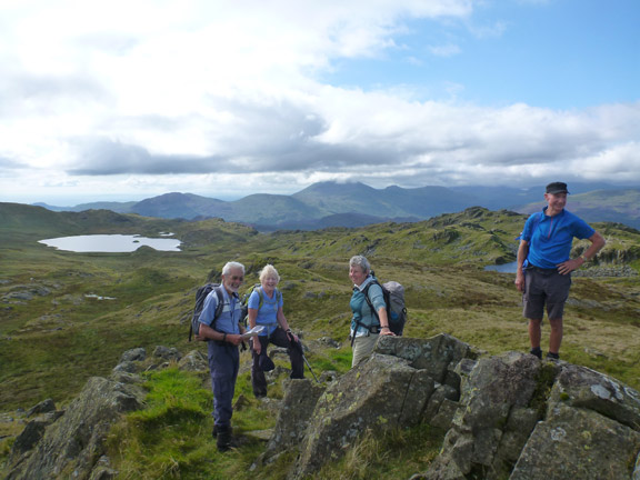 5.Moel Druman.
28/8/16. At an un-named high spot SE of Llynnau Cwn. Craig Wen, Yr Aran and Snowdon, left to right, in the background.
Keywords: Aug16 Sunday Hugh Evans