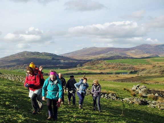 6.Mynydd Gorllwyn
04/11/16. On our way back close to Craig y Gesail. Cwm Pennant and behind, the Nantlle Ridge. Photo: Dafydd Williams.
Keywords: Nov16 Sunday Tecwyn Williams