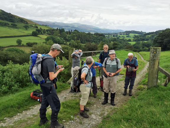 1.Pennal to Aberdyfi
14/8/16. About a mile into the walk, near Esgair-isaf farm. Things are warming up. Photo: Heather Stanton.
Keywords: Aug16 Sunday Dafydd Williams