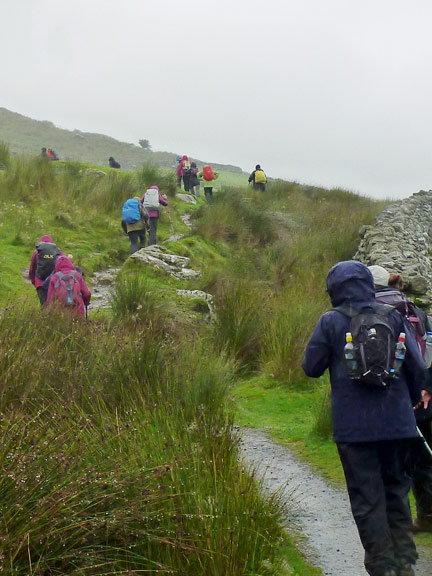 3. Dafydd's 80th Birthday Snowdon Challenge
11/8/16. Up from the car park at the start with the cloud just a few hundred yards ahead.
Keywords: Aug16 Thurs Dafydd Williams