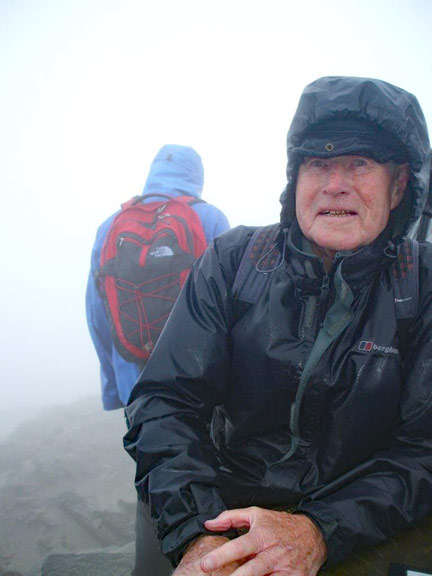 5. Dafydd's 80th Birthday Snowdon Challenge
11/8/16. A life time ambition. Standing on the top of Snowdon at 80 years old. Pity about the appalling weather. Photo: Dafydd Williams (don't ask).
Keywords: Aug16 Thurs Dafydd Williams
