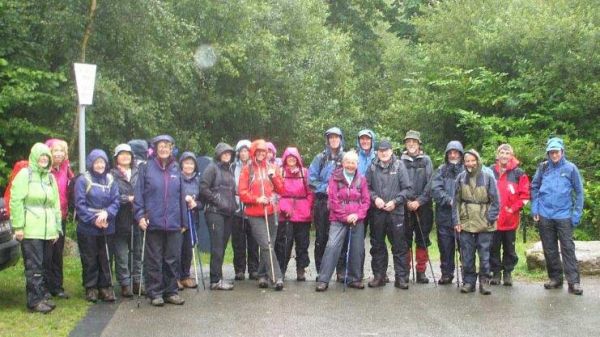 2. Dafydd's 80th Birthday Snowdon Challenge
11/8/16. Ready for off at the Ranger's Path car park. We are certainly getting a taste of things to come (rain). Photo: Dafydd Williams.
Keywords: Aug16 Thurs Dafydd Williams