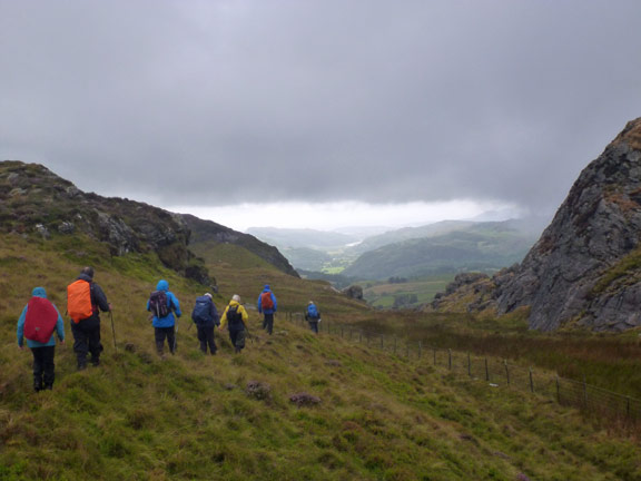 4.Slate Trail - Manod Mawr - Cwm Cynfal
29/7/18. We emerge from our lunch shelter above Afon Teigl and continue along the ridge on the south side down to Afon Gamallt.
Keywords: Jul18 Sunday Noel Davey