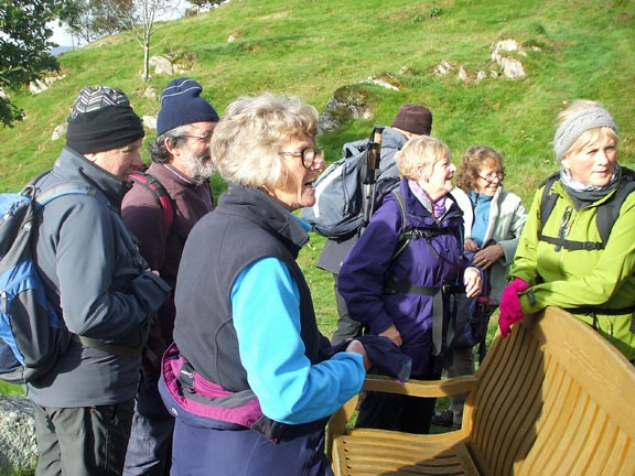 2.Rhyd Circular. B walk.
7/10/18. The leader calls group to order. Photo: Dafydd Williams.
Keywords: Oct18 Sunday Jean Norton