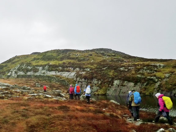 4.Northern Rhinogydd
4/11/18. Walking past Llyn Corn-ystwc with Craig Ddrwg ahead to climb  before we can descend Bwlch Gwylim.
Keywords: Nov18 Sunday Roy Milnes