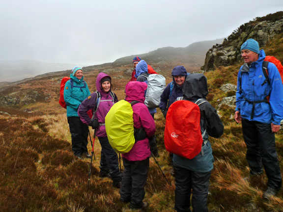 5.Northern Rhinogydd
4/11/18. A brief stop on the path at the bottom of Bwlch Gwylim with Cwm Bychan just behind us and our cars some 2 miles in front of us.
Keywords: Nov18 Sunday Roy Milnes