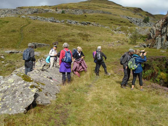 2.Bwlch y Ddwy Elor
15/8/19. Prince of Wales Quarry. Looking for a good spot for lunch without falling down the rather deep hole. Photo: Dafydd Williams.
Keywords: Aug19 Thursday Dafydd Williams