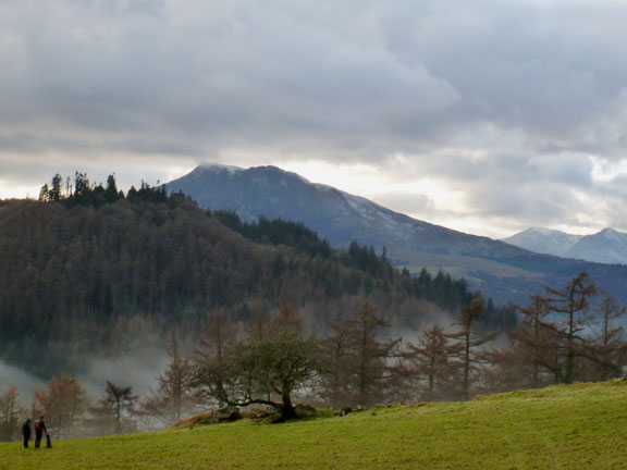 5.Betws-y-Coed - Llyn Sarnau
1/12/19. A photo from Diosgydd uchaf looking towards Moel Siabod (peak left of centre) and Snowdon on the right in the background.
Keywords: Dec19 Sunday Dafydd Williams