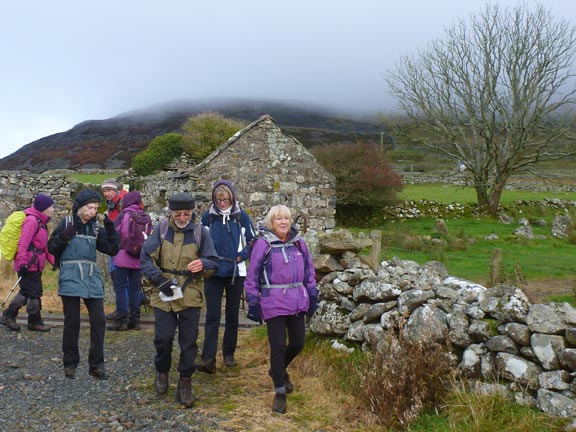 6.Clynnog Hills
17/11/19. The walk almost over, we are close to the Maes-y-cwm, with the lower slopes of Gyrn Ddu below the cloud, in the background. Just half a mile to the tarmac road leading back to Llanaelhaearn. 
Keywords: Nov19 Sunday Noel Davey