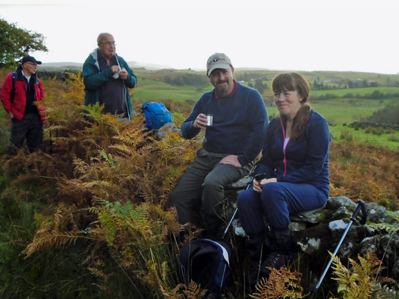 1.Cwm Teigl / Cwm Cynfal
24/10/19. Lunching near Teiliau Isaf and the disused railway line near the A470 close to Llan Ffestiniog. Photo: Dafydd Williams.
Keywords: Oct19 Thursday Tecwyn Williams