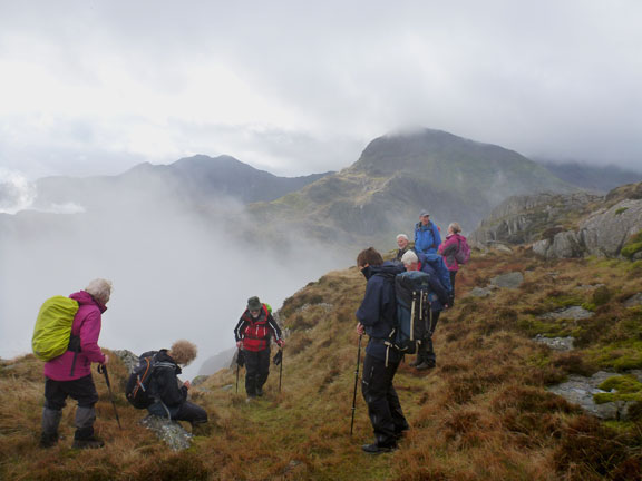 2.Glyders Red Dot Route 'A' walk.
3/11/19. Having a rest overlooking the Llanberis Pass.  In the background Crib Goch.
Keywords: Nov19 Sunday Richard Hirst