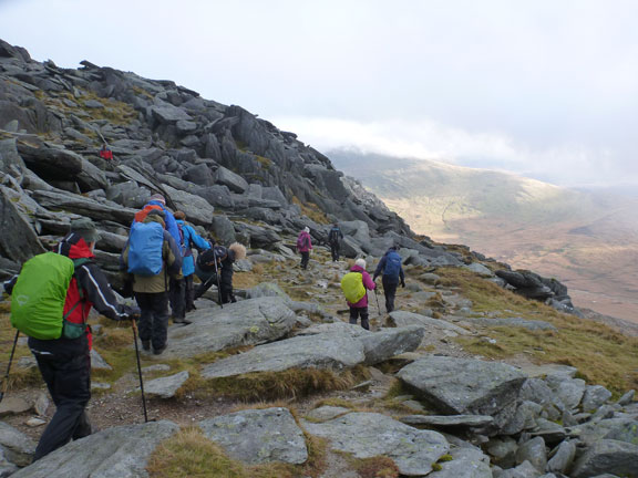 4.Glyders Red Dot Route 'A' walk.
3/11/19. Going across from Glyder Fawr to Glyder Fach at Bwlch y Ddwy Glyder.
Keywords: Nov19 Sunday Richard Hirst