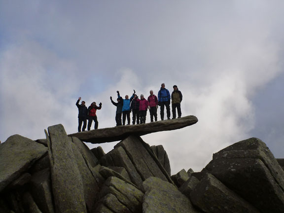 5.Glyders Red Dot Route 'A' walk.
3/11/19. Merriment on the Cantilever (Y Gwyliwr) close to Glyder Fach.
Keywords: Nov19 Sunday Richard Hirst