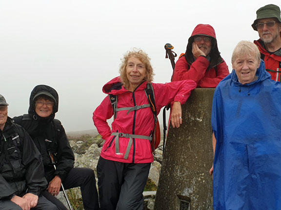 2.Moel y Ci
28/7/19. The Trig Point on Moel-y-Ci. not actually on the highest point of Moel-y-Ci. Some struggled to make the last couple of yards. Still very damp.
Keywords: Jul19 Sunday Gwynfor Jones