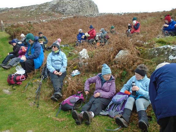 3.Mynydd Nefyn
21/11/109. Same lunch spot with Carreglefain in the background. Photo: Dafydd Williams.
Keywords: Nov19 Thursday Maureen Evans